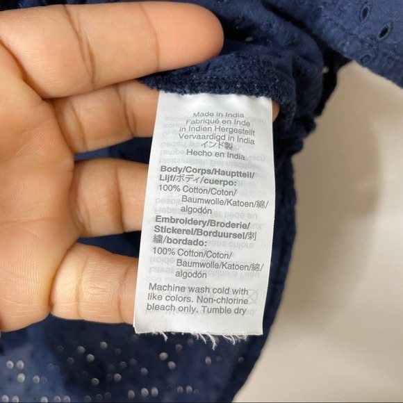 J. Crew Eyelet Camp Shirt in Navy size S Small - Picture 5 of 6